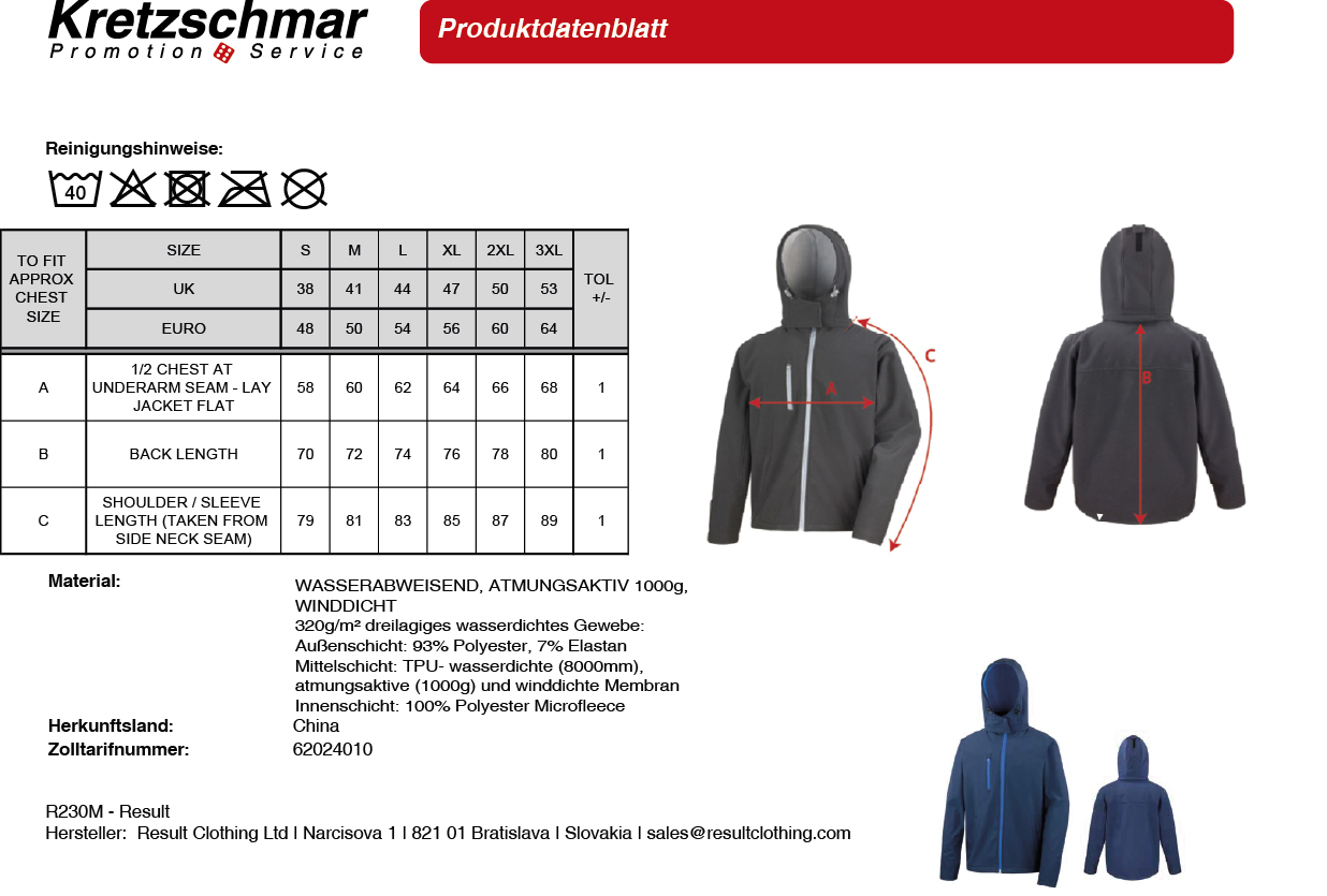 Aqua Softshell-Jacke Herren - mit Platsch auf dem Rücken  Aqua Softshell-Jacke Herren - mit Platsch auf dem Rücken